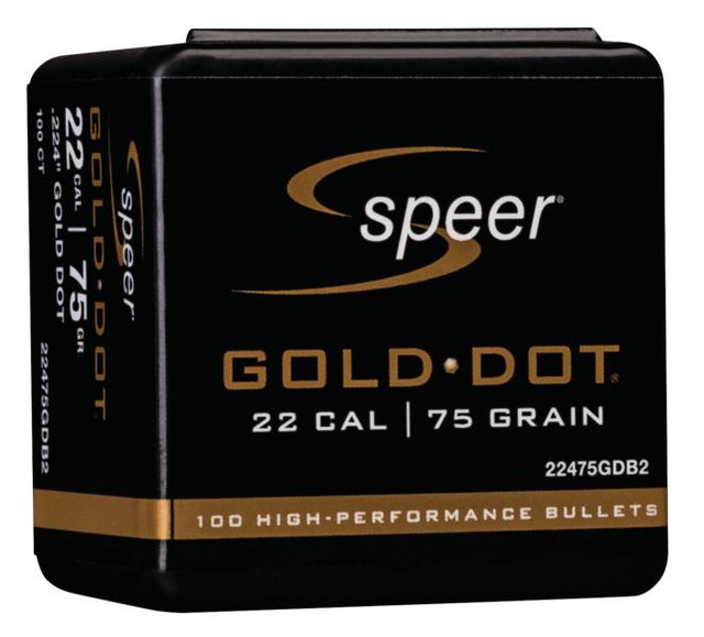 22475GDB2 Speer Gold Dot Bullets 22 Cal (.224) SP 75gr 100/Box 22475GDB2