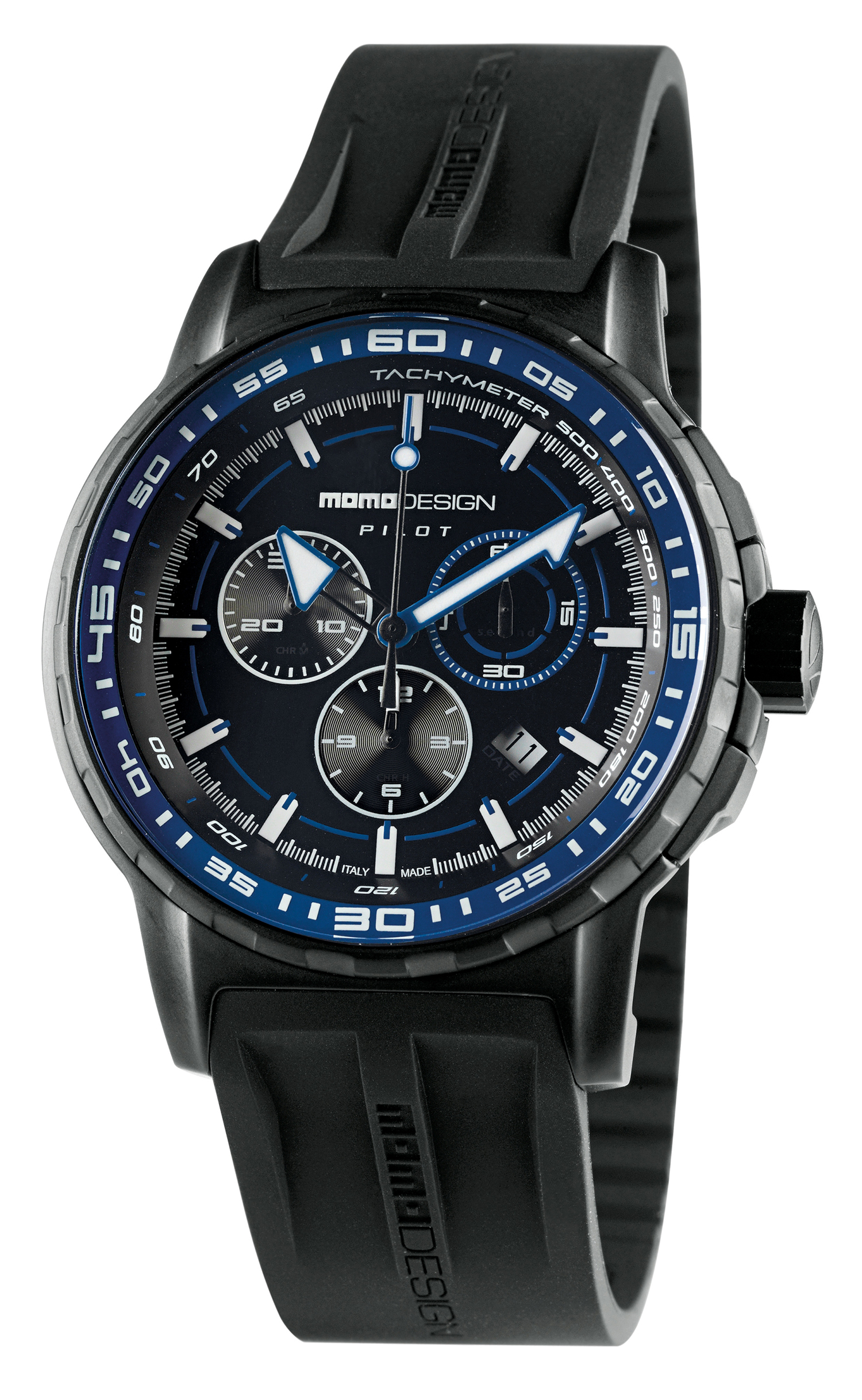product-8646-big.jpg Momodesign pilot pro chrono svart/blå, 46mm, gummi - bild 1