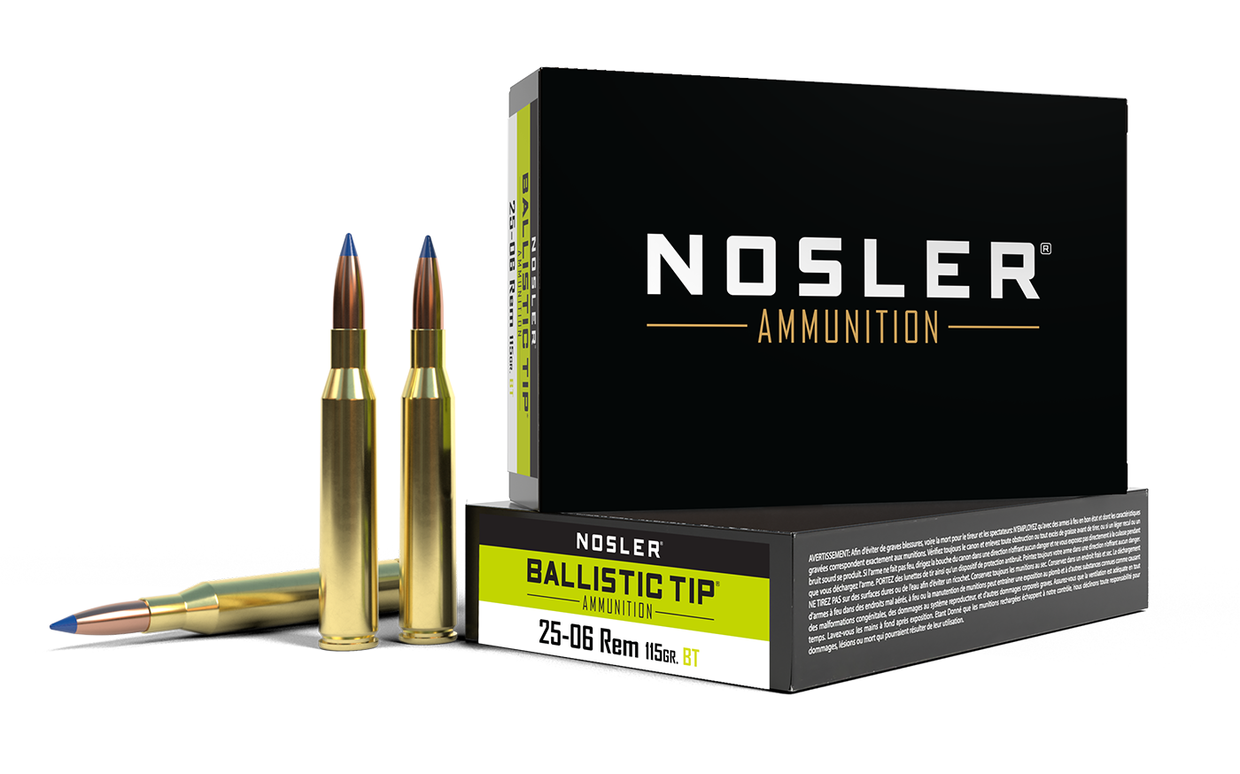 40071-bt-ammo-25-06-rem-115gr-highrez-1.png Nosler 25-06 remington 115gr ballistic tip hunting ammunition - bild 1