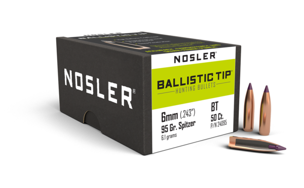En produktbild på Nosler Ballistic Tip 6mm 95gr