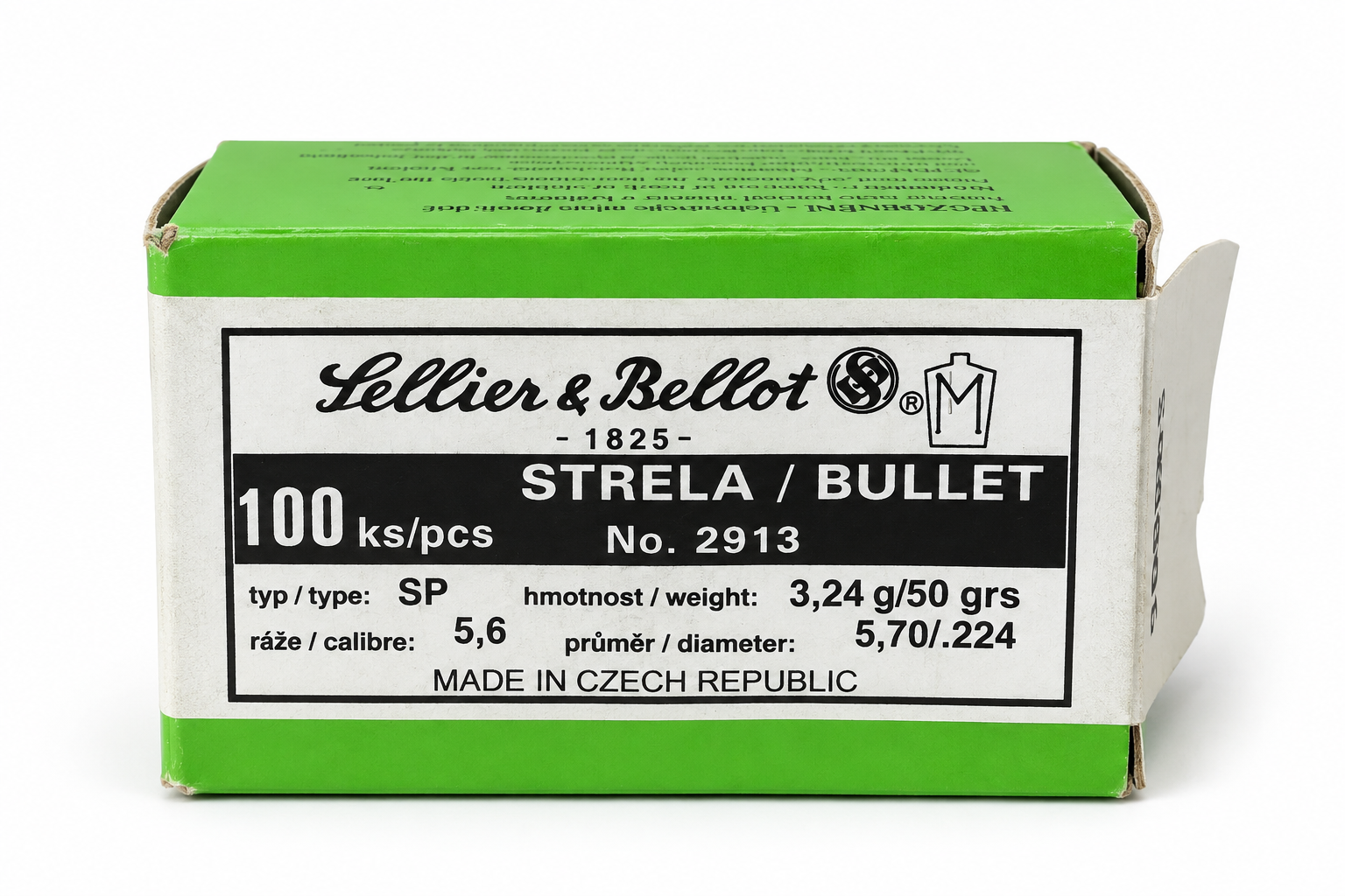 sellier & bellot .22 (.224) 50gr sp kulor En produktbild på sellier & bellot. 22 (. 224) 50gr sp kulor