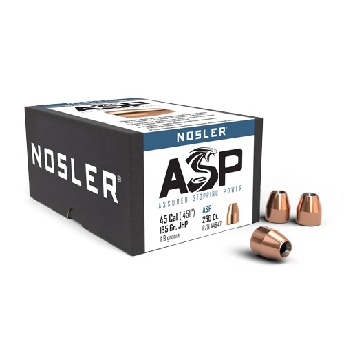 Nosler assured stopping power. 45 185gr jhp cc 250/box