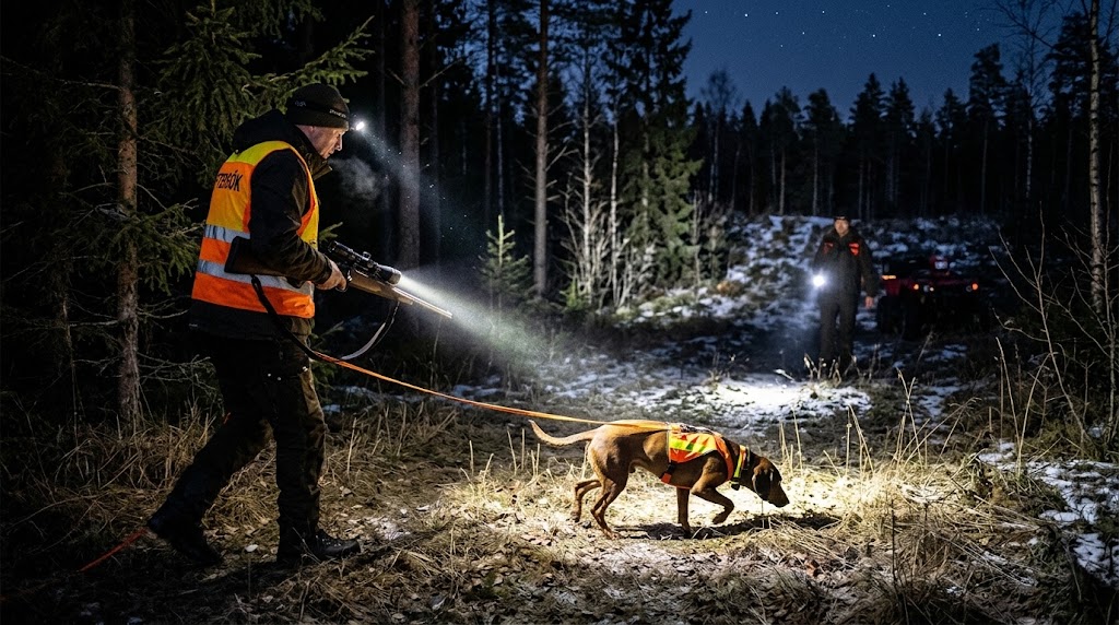 Belysning vid jakt: Regler för lampor, åtel och eftersök